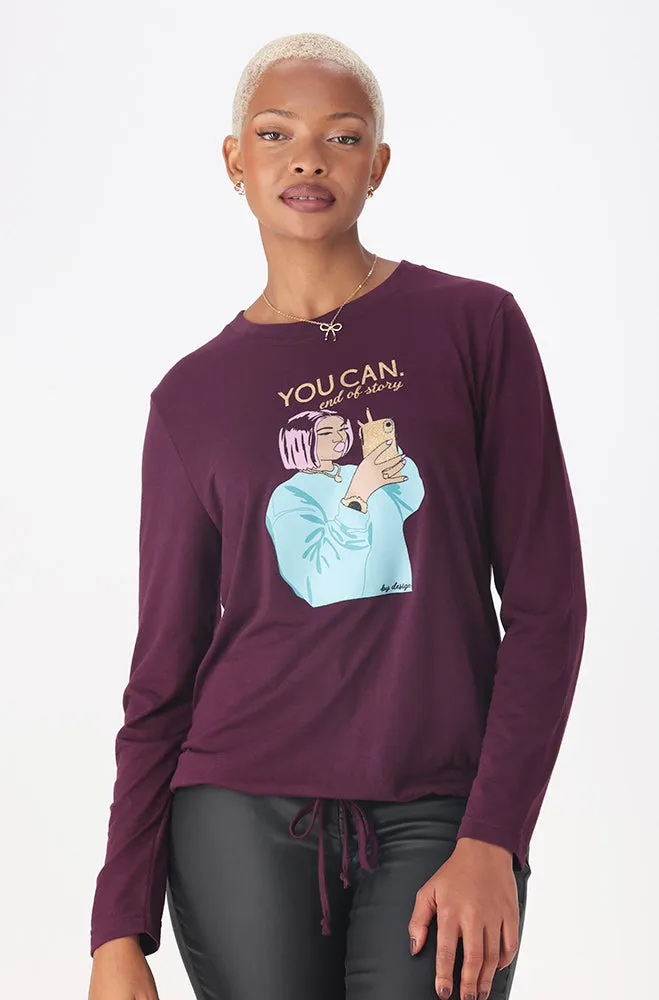 Carlie Drawcord Graphic Tee _ 159981 _ Purple sold by Dunns