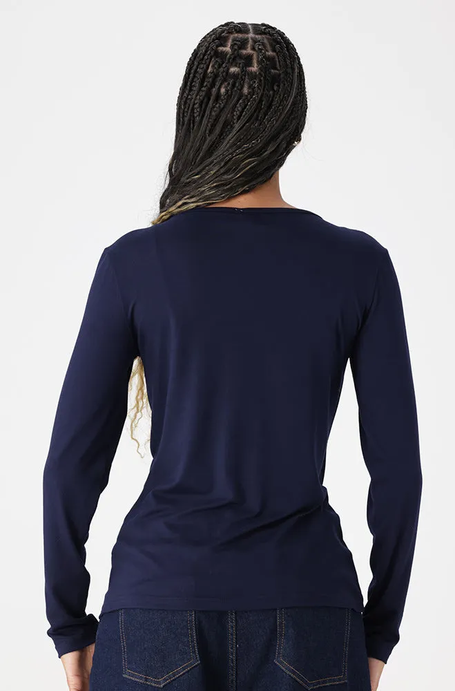 Vayla V Neck Tee _ 160010 _ Navy sold by Dunns product image thumbnail 3