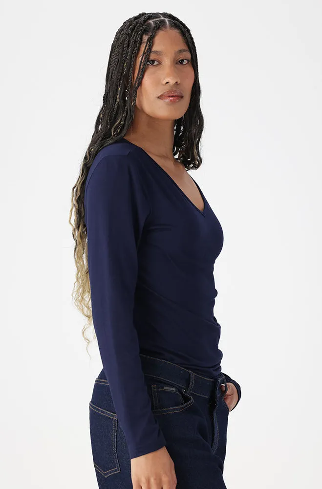 Vayla V Neck Tee _ 160010 _ Navy sold by Dunns product image thumbnail 2