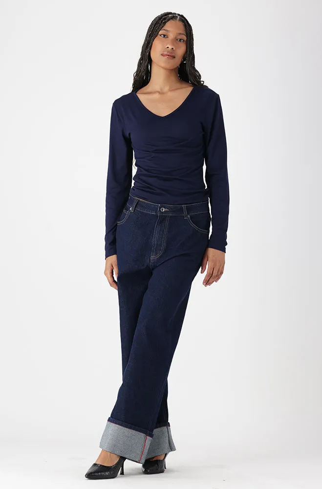 Vayla V Neck Tee _ 160010 _ Navy sold by Dunns product image thumbnail 4