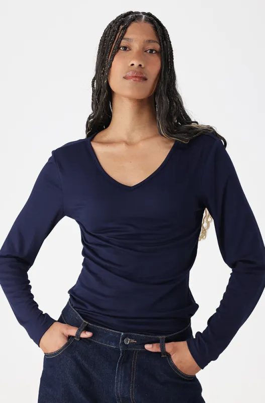 Vayla V Neck Tee _ 160010 _ Navy sold by Dunns