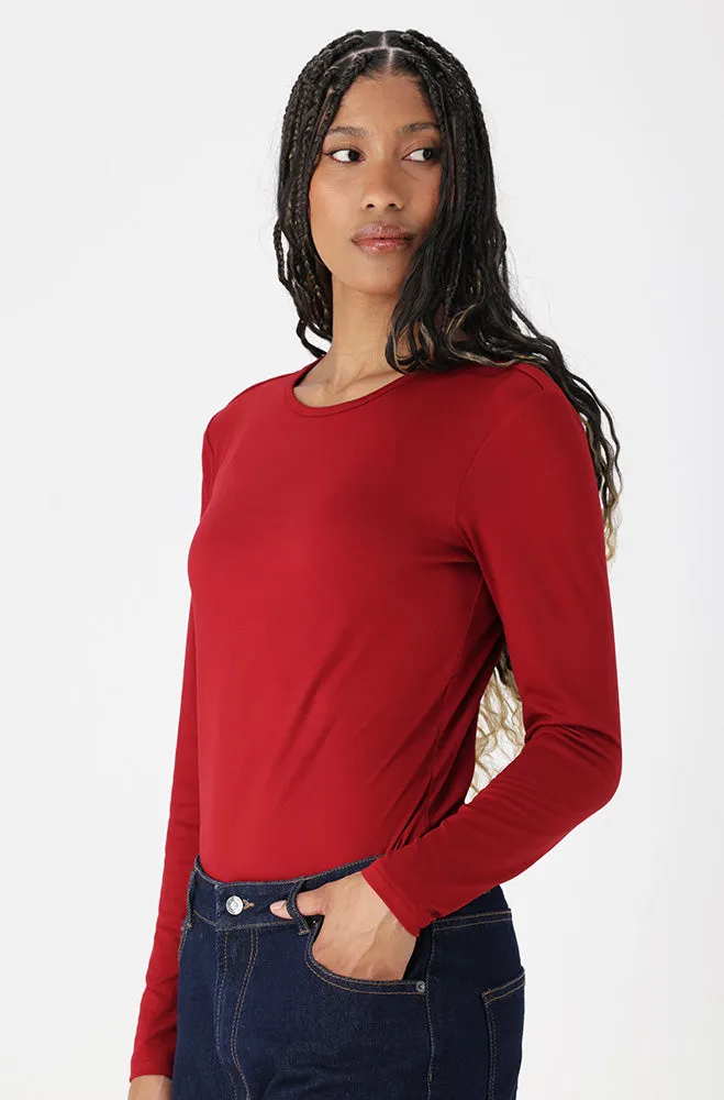 Cleo Crew Neck Tee _ 158044 _ Wine sold by Dunns product image thumbnail 2