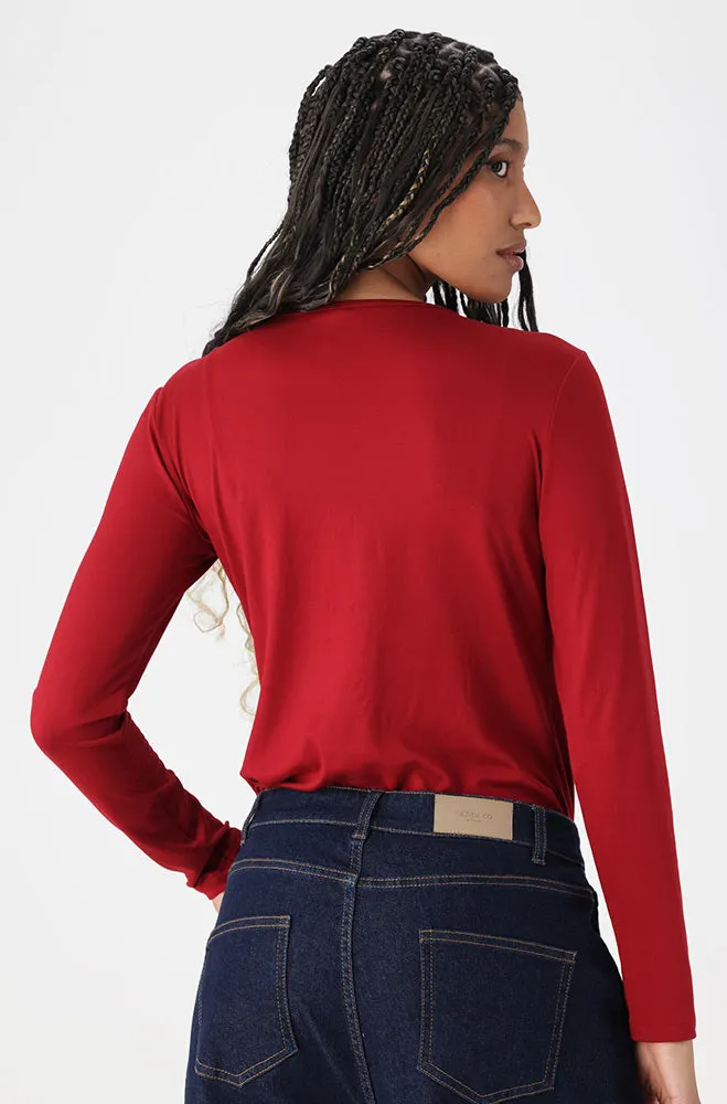 Cleo Crew Neck Tee _ 158044 _ Wine sold by Dunns product image thumbnail 3