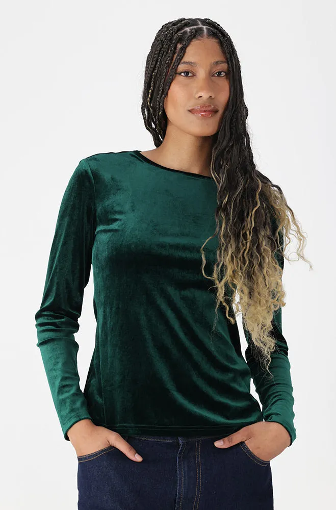 Kiki Velour Top _ 159859 _ Green sold by Dunns