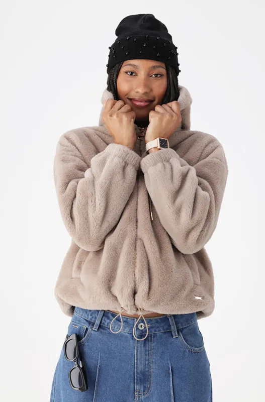 Emma Zip Through Hoodie _ 156995 _ Taupe sold by Dunns