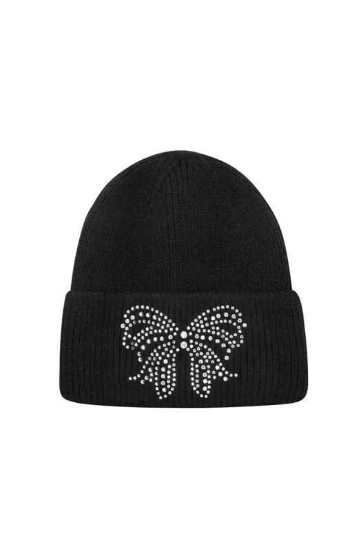 Kim Bow Trim Beanie _ 158201 _ Black sold by Dunns