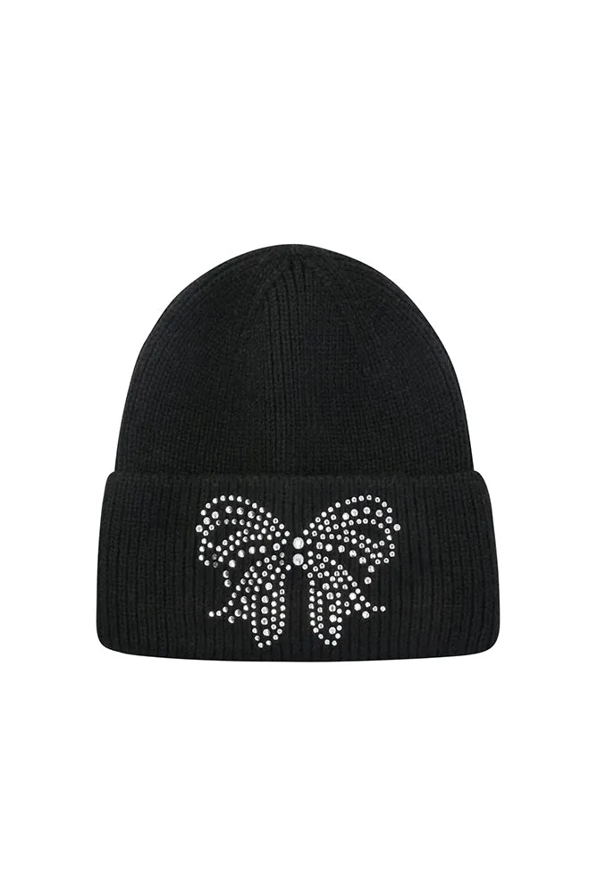 Kim Bow Trim Beanie _ 158201 _ Black sold by Dunns