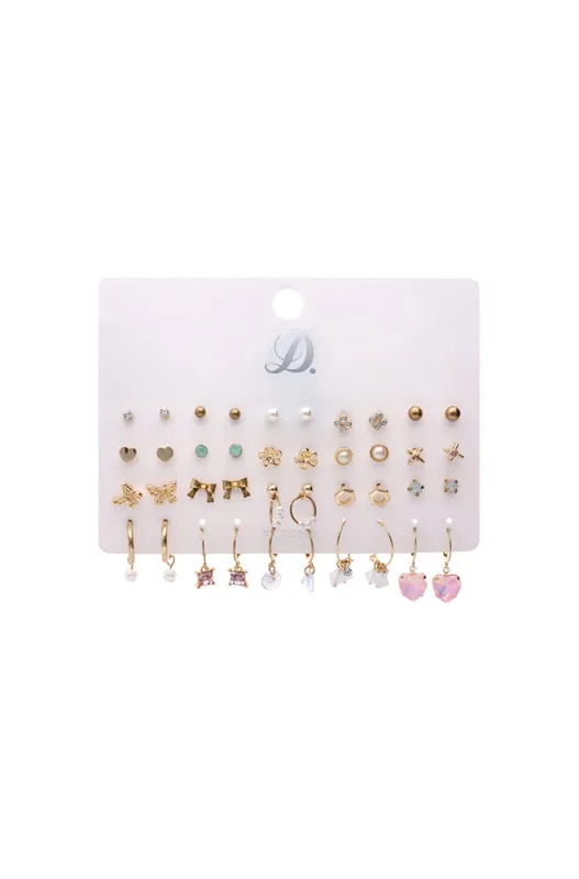 Cortney 20 Pack Earrings _ 162866 _ Gold sold by Dunns
