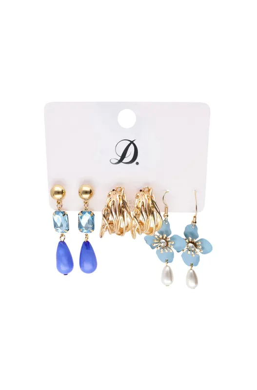 Jessica 3 Pack Earrings _ 162862 _ Gold sold by Dunns