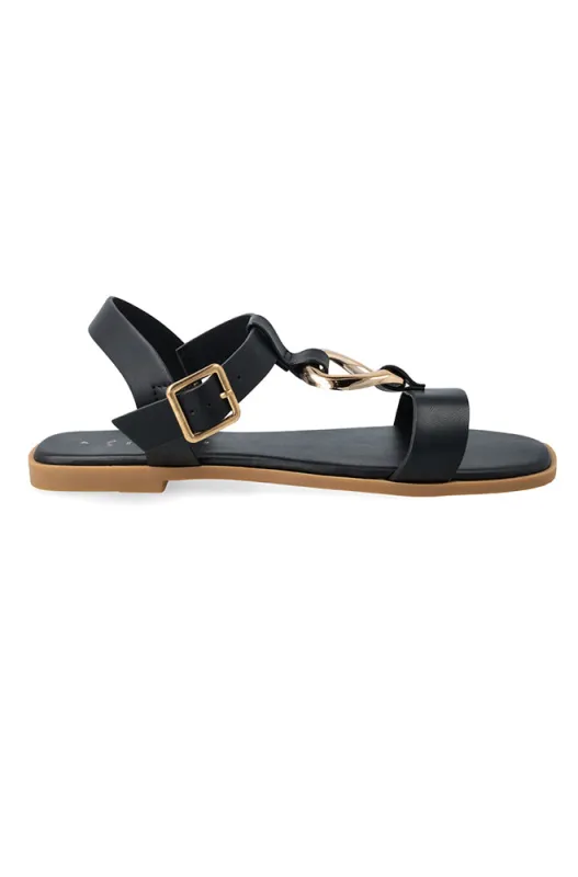 Detailed Ankle Strap Sandal _ 161329 _ Black sold by Dunns