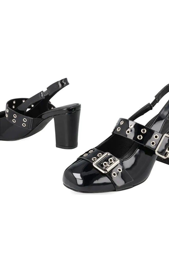 Eyelet buckle detail block heel sling back sold by Dunns product image thumbnail 2