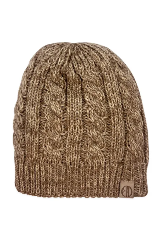 Kinsey Cable Knit Beanie _ 158176 _ Mocha sold by Dunns
