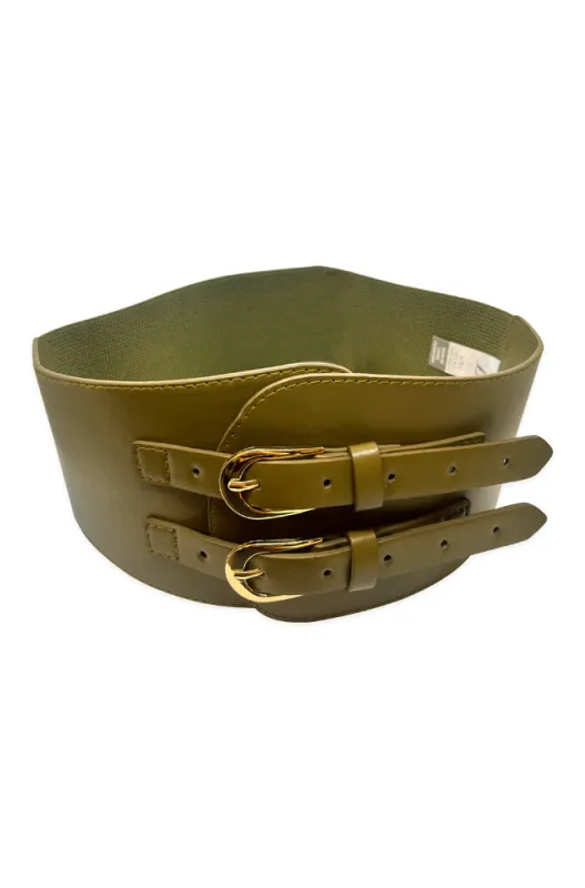 Gemma Double Buckle Waist Belt _ 159453 _ Fatigue sold by Dunns