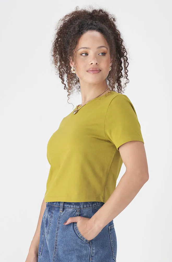 BELLA CREW NECK FITTED CROP TEE sold by Dunns product image thumbnail 2