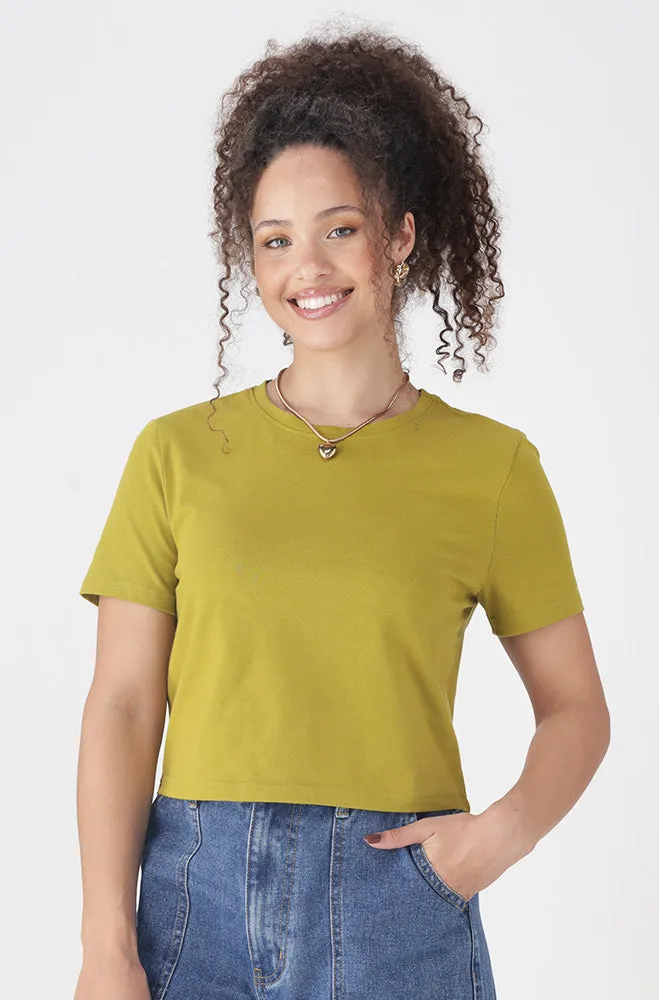 BELLA CREW NECK FITTED CROP TEE sold by Dunns