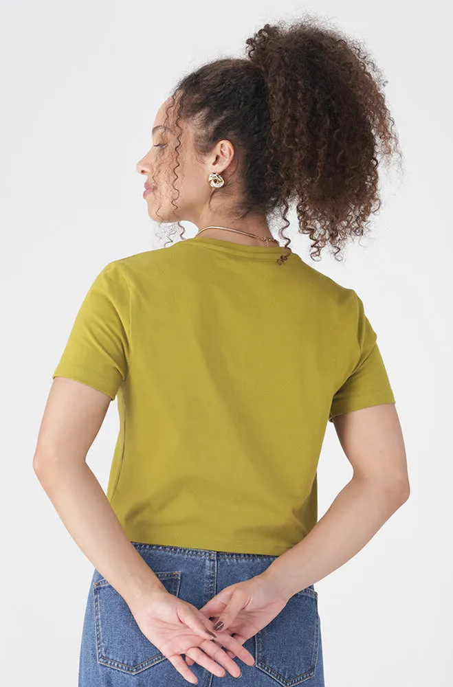 BELLA CREW NECK FITTED CROP TEE sold by Dunns product image thumbnail 3