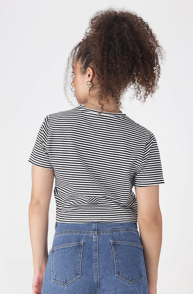 BELLA CREW NECK FITTED CROP TEE sold by Dunns product image thumbnail 4