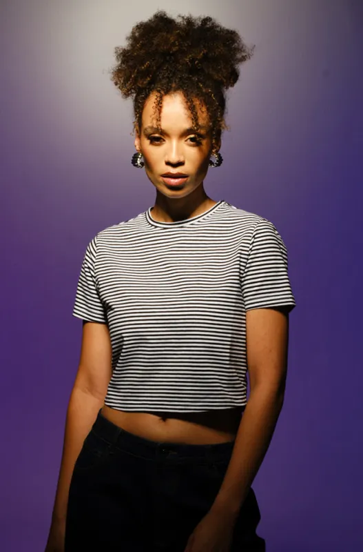 BELLA CREW NECK FITTED CROP TEE _ 162153 _ Black sold by Dunns