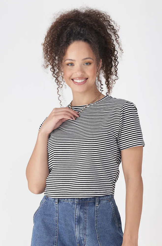 BELLA CREW NECK FITTED CROP TEE sold by Dunns product image thumbnail 2