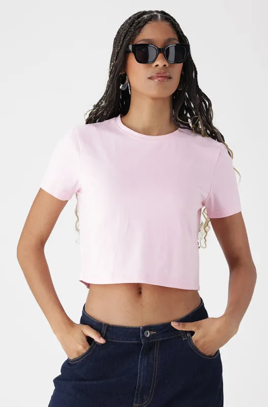 BELLA CREW NECK FITTED CROP TEE _ 162155 _ Pink sold by Dunns