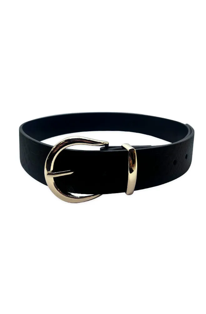 Rosaria Croc Circle Belt _ 161273 _ Black sold by Dunns