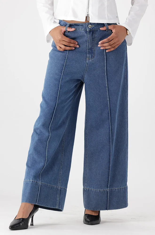 LUNA DENIM PINTUCK CROPPED WIDE LEG JEAN sold by Dunns product image thumbnail 2