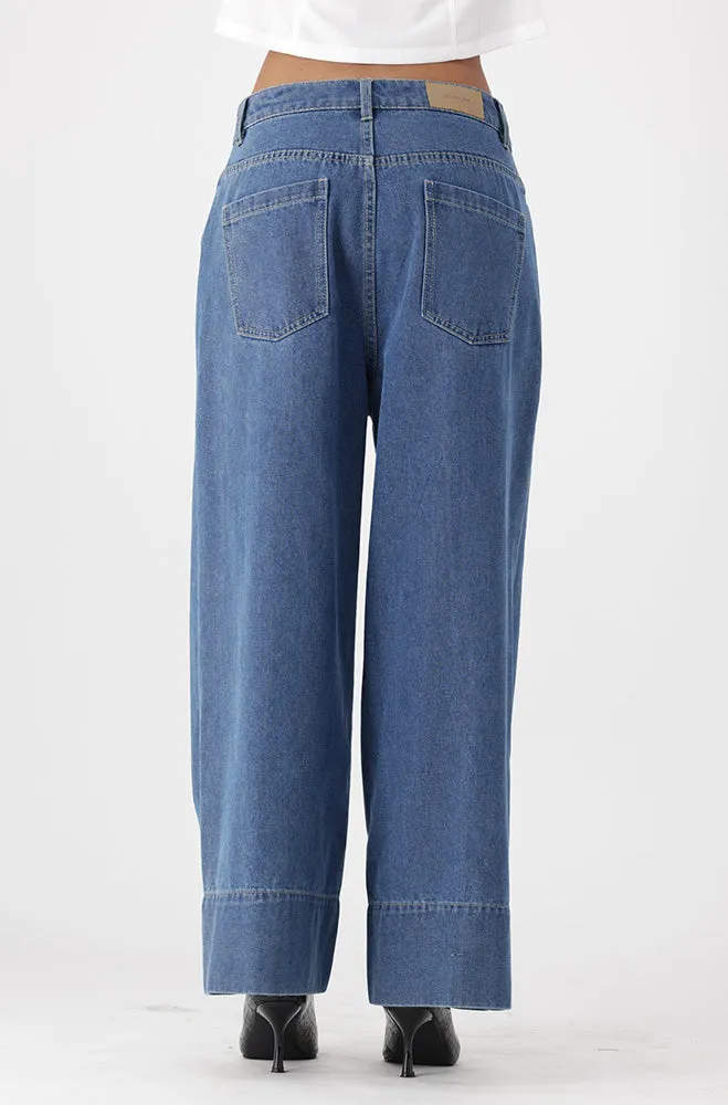 LUNA DENIM PINTUCK CROPPED WIDE LEG JEAN sold by Dunns product image thumbnail 4