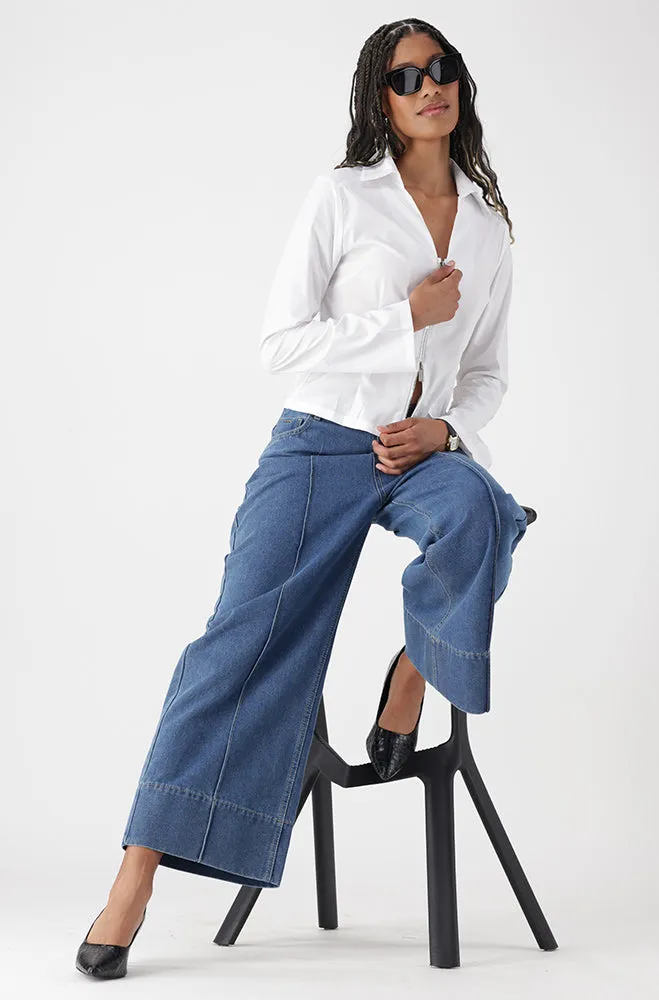 LUNA DENIM PINTUCK CROPPED WIDE LEG JEAN sold by Dunns product image thumbnail 5