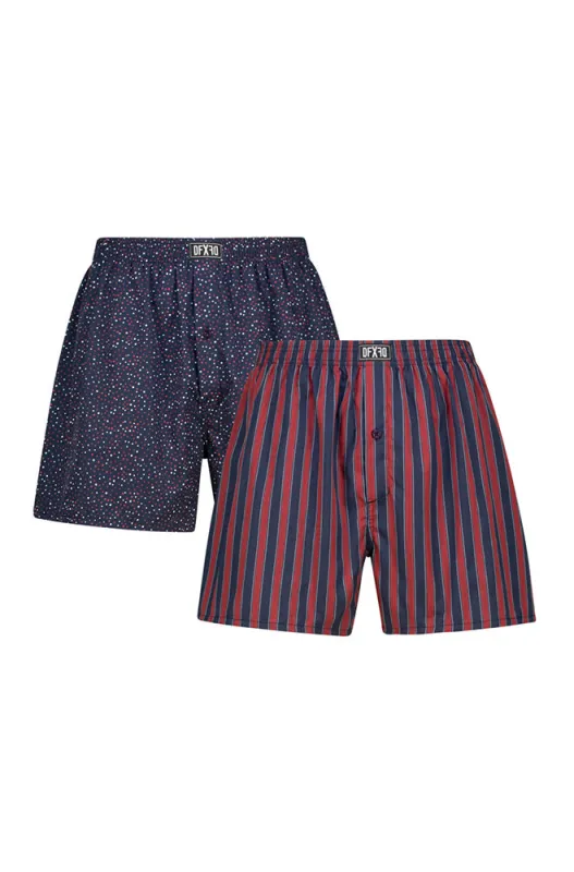 Jesse Woven Boxers Fashion 2pk _ 157301 _ Navy sold by Dunns