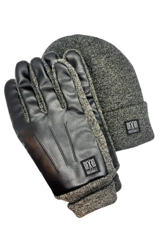 Maurice Black Charc Mel Beanie And Pu Gloves _ 159225 _ Charcoal Mel sold by Dunns
