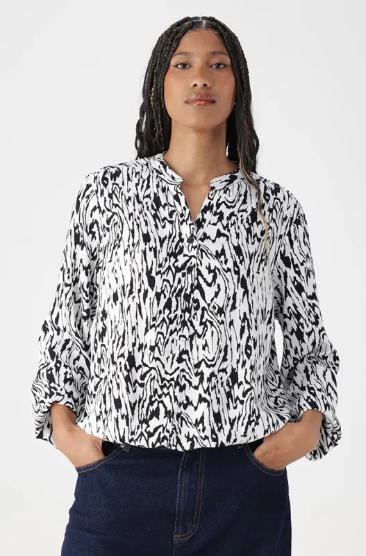 KAMALA BUBBLE HEM PORTOFINO NECK LS TOP sold by Dunns