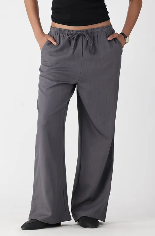 Shannon Wide Leg Pants _ 162065 _ Grey Mel sold by Dunns