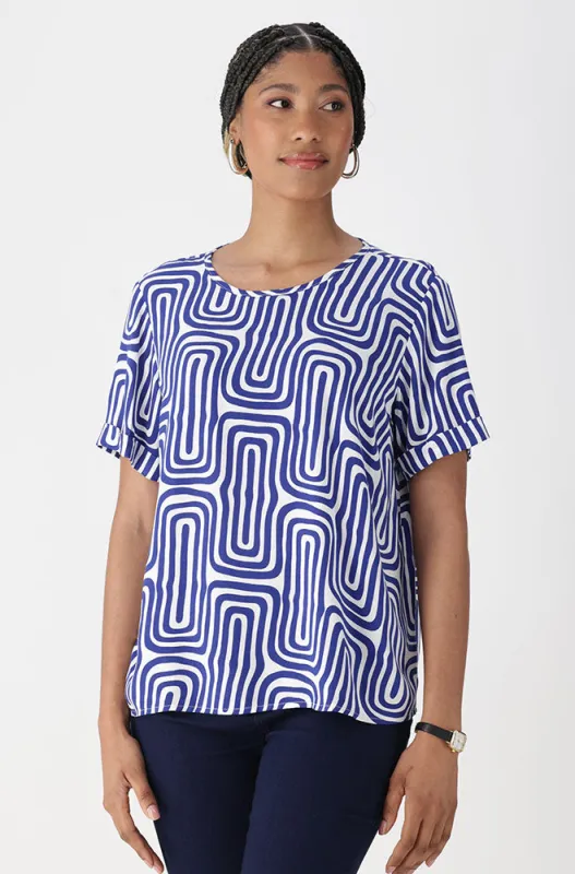 ROSE  GEO PRINT BOXY TOP sold by Dunns