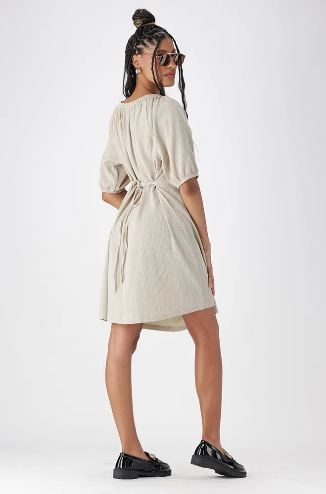 Veronica Off Shoulder Textured Knit Dress _ 162620 _ Taupe sold by Dunns product image thumbnail 3