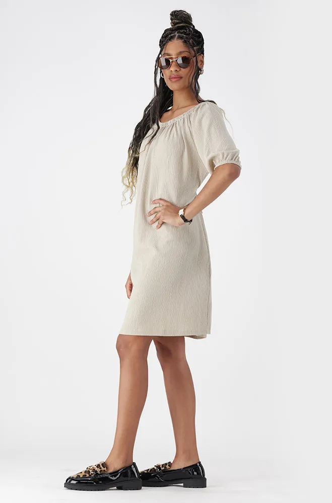 Veronica Off Shoulder Textured Knit Dress _ 162620 _ Taupe sold by Dunns product image thumbnail 5