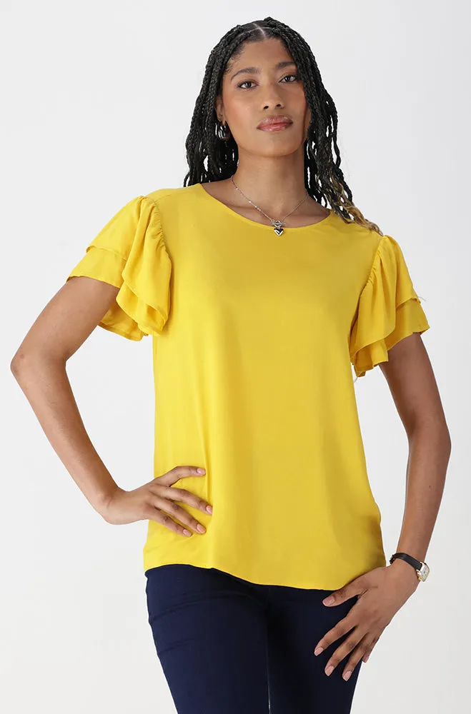 NIKKI FLUTTER SLEEVE TOP sold by Dunns