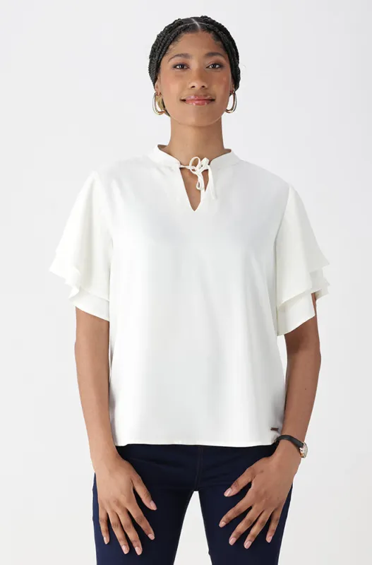 Marisa Front Tie Top _ 161848 _ Cream sold by Dunns