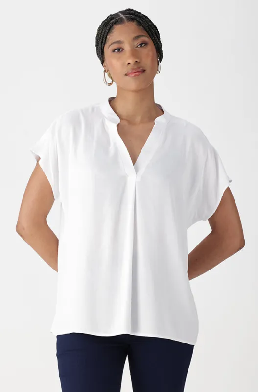 Edith Portofino Hi Low Hem Top _ 162114 _ White sold by Dunns