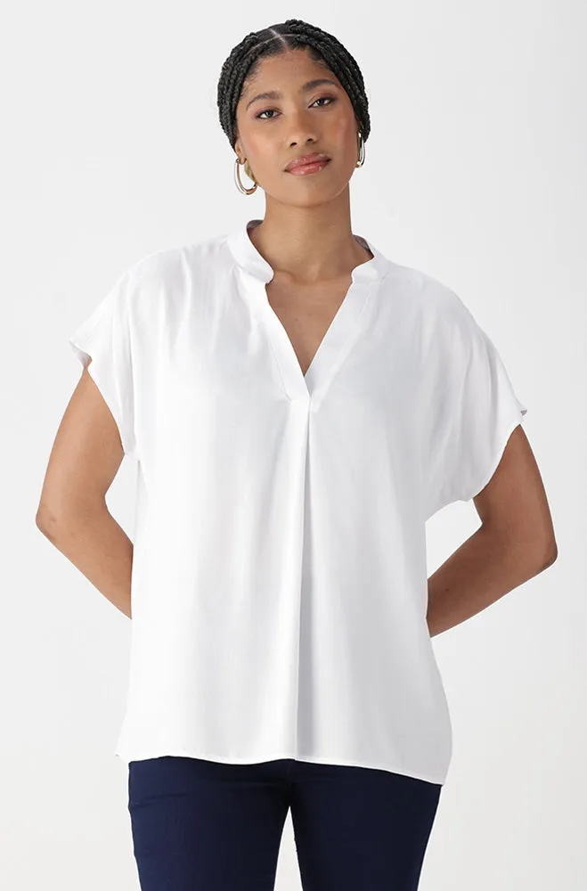 Edith Portofino Hi Low Hem Top _ 162114 _ White sold by Dunns
