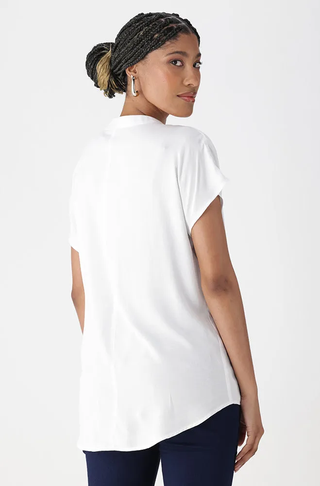 Edith Portofino Hi Low Hem Top _ 162114 _ White sold by Dunns product image thumbnail 2