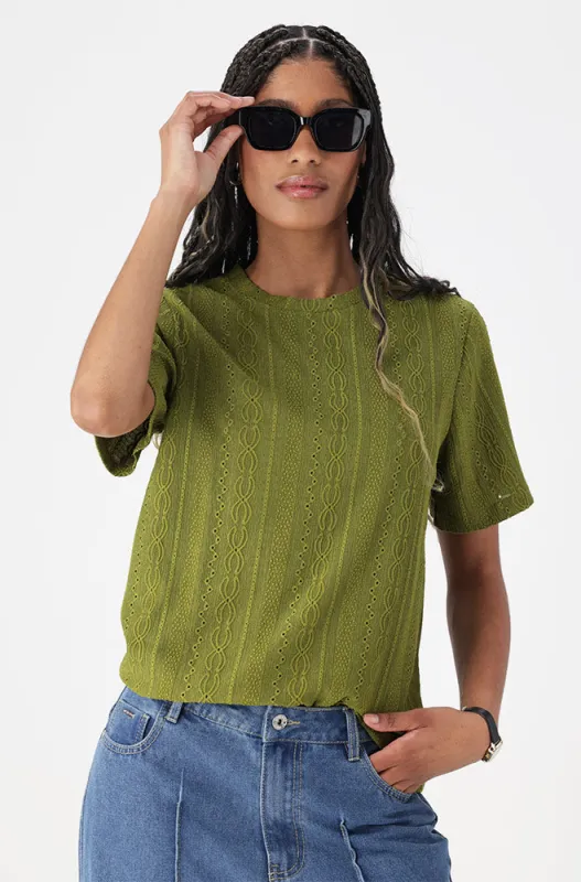 CHANNEL TEXTURED TOP _ 162224 _ Green sold by Dunns