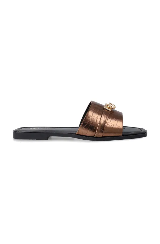 Candy Pu Textured Mule _ 163441 _ Bronze sold by Dunns