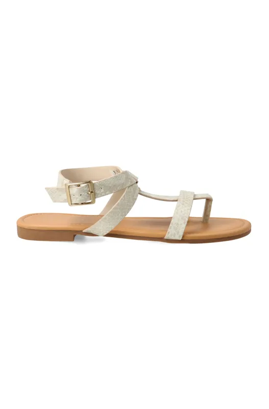 Tania textured ankle strap sandal sold by Dunns