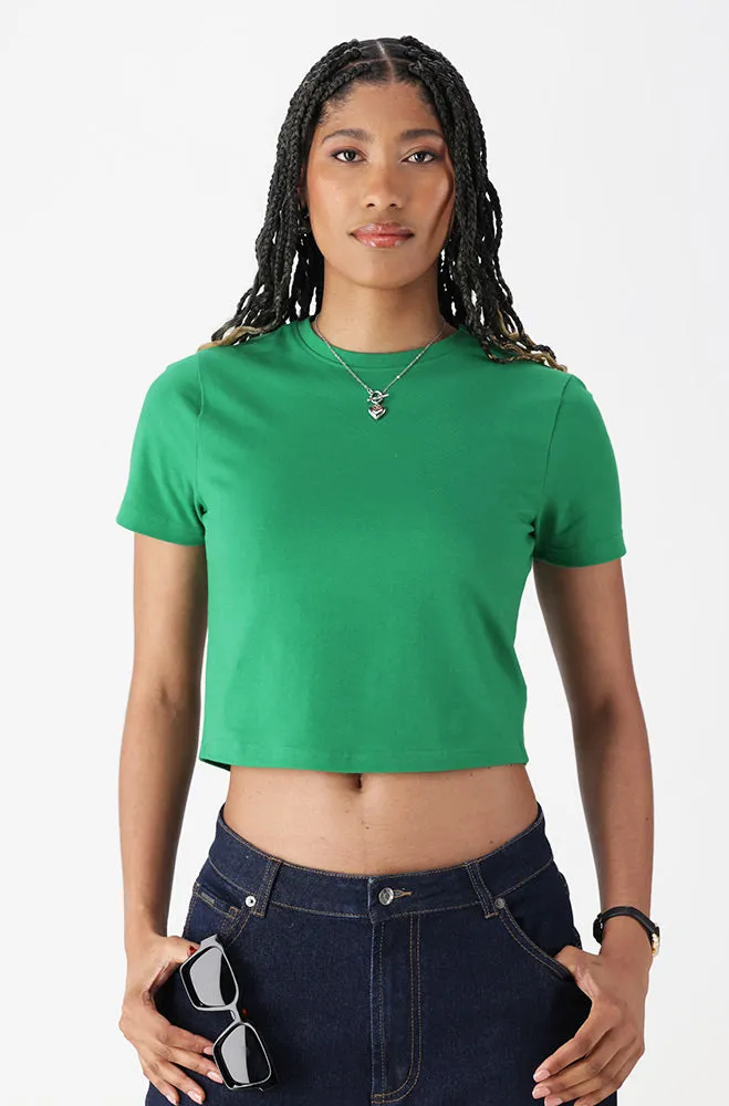 BELLA CREW NECK FITTED CROP TEE sold by Dunns
