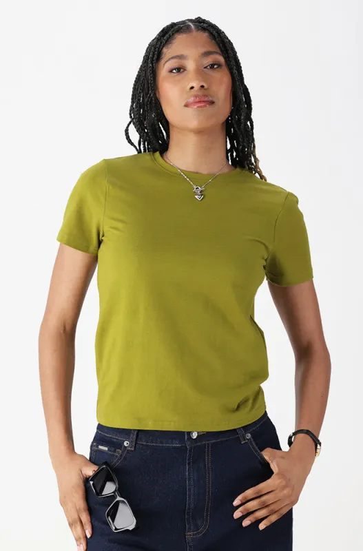 Candice Crew Neck Tee _ 162164 _ Green sold by Dunns