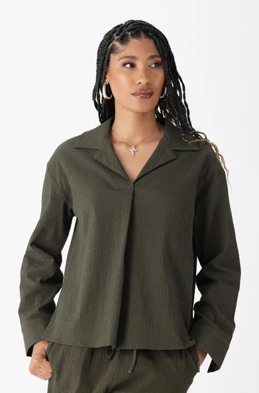 MALIA TEXTURED LONG SLEEVE SHIRT sold by Dunns