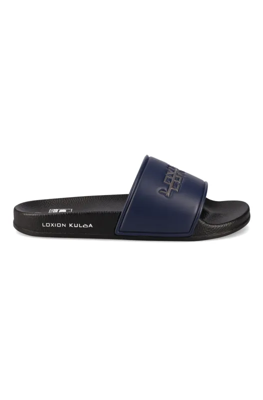 Loxion Kulca distressed PU slide sold by Dunns