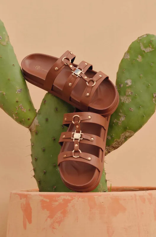 Didi Detailed Strap Cross Over Sandal _ 161316 _ Tan sold by Dunns