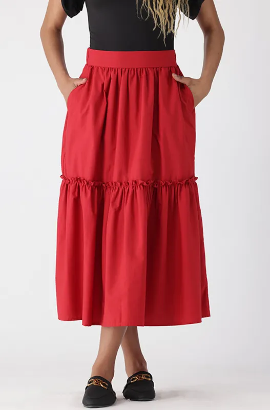 NYLA TIERED POPLIN SKIRT sold by Dunns