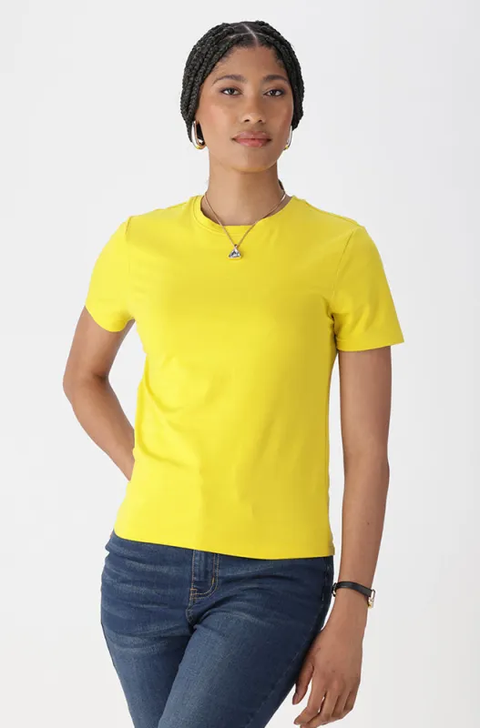 Candice Crew Neck Tee _ 163346 _ Yellow sold by Dunns